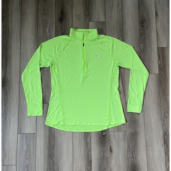 Under Armour Sweater Mens L Green 1/4 Zip Pullover Mock Neck Slim Fitted - Picture 1 of 7
